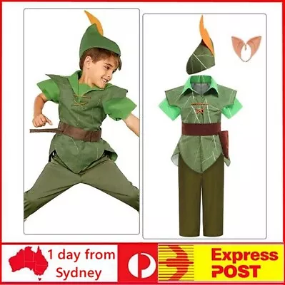 Boys Girls  Peter Pan Party Costume Suit Cosplay Dress Up Halloween Book Week • $42.95