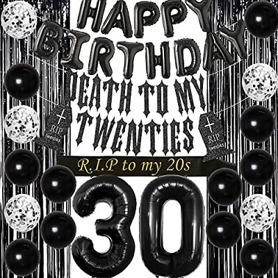 30th Birthday Decor For Him Her Black Death My Twenties Banner Rip My 20s Sash • £19.53