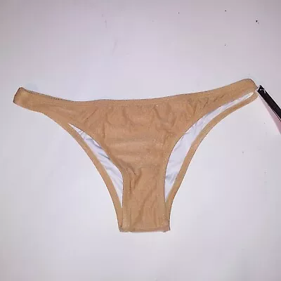 Victoria Secret Swim Bikini Bottom Cheeky Gold Glitter Shimmer New • $39.99