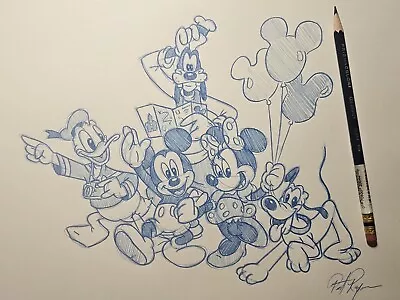 Disney World Disneyland Mickey Minnie Goofy Donald Pluto Drawing/sketch Parks • $50