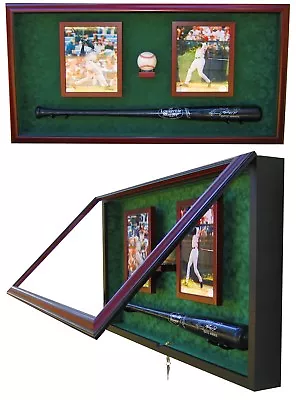 BASEBALL BAT BASEBALL AND (2) 8x10 PHOTO DISPLAY CASE - FREE SHIPPING! • $480