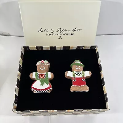 MacKenzie Childs Christmas GINGERBREAD Salt Pepper Shakers New In Box • $45