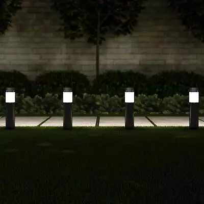 Solar Path Bollard Lights Set Of 6- 15” Stainless Steel Outdoor Stake Lighting • $19.18