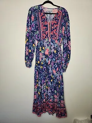 Salty Bright Butterfly Maxi Dress Size 12 Boho • $49.50