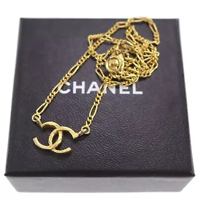 CHANEL CC Logos Used Necklace Pendant Gold-Plated 1982 France Vintage #CG55 M • $839.70