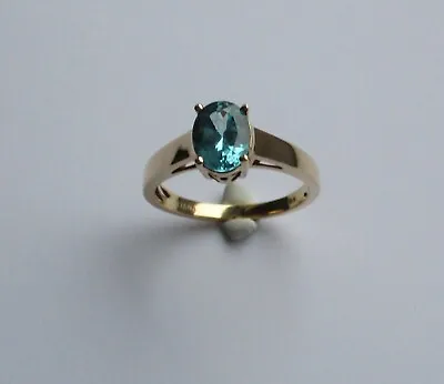 £295 • Buy 18ct Gold Iliana London Blue Topaz Solitaire Yellow Gold Ring Size O 1/2 
