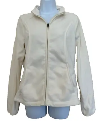 Merona Fleece Jacket Mock Neck Full Zip Long Sleeve Pockets Off White Sz Medium • $8.99