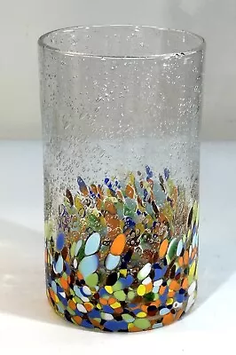 NEW Hand Blown Multicolored Mexican Bubble Glass Tumbler • $35