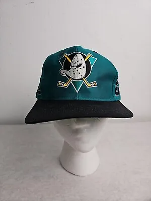 Vintage Anaheim Mighty Ducks 2 Tone Side Spellout Logo Snapback Hat Cap 1990s • $39.99