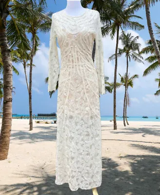 H&M Trend Conscious Cream Lace Maxi Dress Size 12 • $59.99