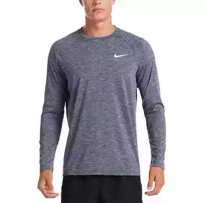 NWT Men's Nike SWIM Hydroguard Long Sleeve Navy Heather Large MSRP $54.00 • $31.99