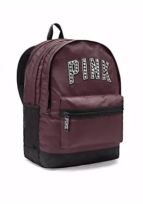 Victoria's Secret PINK Bling Campus Backpack Maroon Black Orchid Studs • $49.99