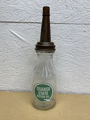 Quaker State Motor Oil Bottle Spout Cap Glass Vintage Style Gas Station • $19.99