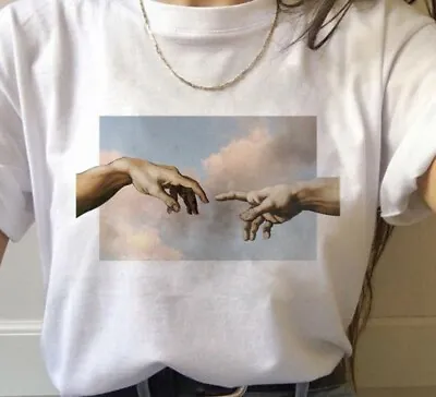 Creation Of Adam Hands T Shirt - Michelangelo T Shirt %100 Premium T Shirt • $16.12