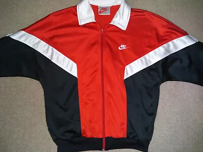 Vintage Nike Red Black & White Smooth Fleece Mens Basketball Style Warmup Jacket • $24