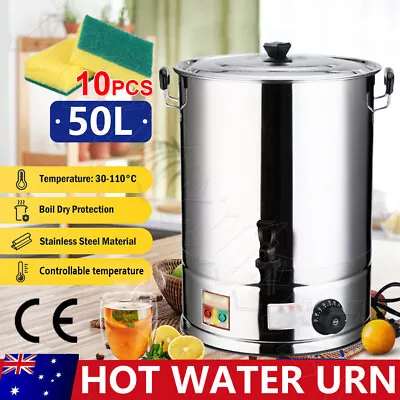 Electric Hot Water Urn 50L Stainless Steel Concealed Element Boiler Tea Kettle • $112.95