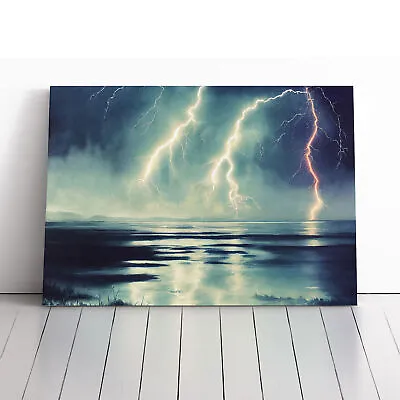Exhilarating Lightning Storm Canvas Wall Art Print Framed Picture Home Decor • £34.95