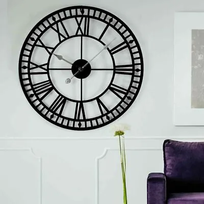 $35.99 • Buy 80CM Large Indoor/Outdoor Garden Roman Wall Clock Big Numerals Giant Open Face