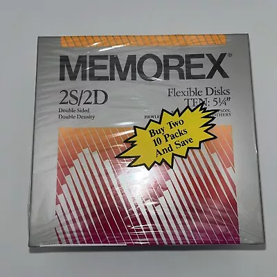 Two Memorex 2S/2D Flexible (20) Disks 5 1/4  Commodore Epson HP IBM 3202  5220 • $21.99