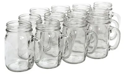  - NMS J40014 - Glass Pint Mug Handle Mason Drinking Jars - Case Of 12 No Lids • $47.45
