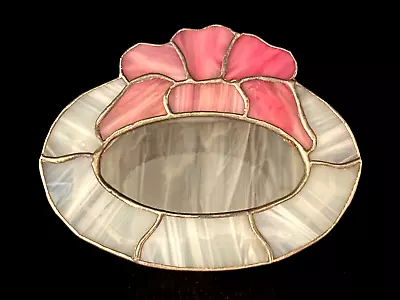 Vintage Slag Stained Glass Trinket Box Floral Lid Jewelry Box • $14.99