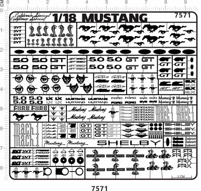 Chrome(metal) Decals 1/18 Mustang For Model Kits (silver) 7571 • $12.99