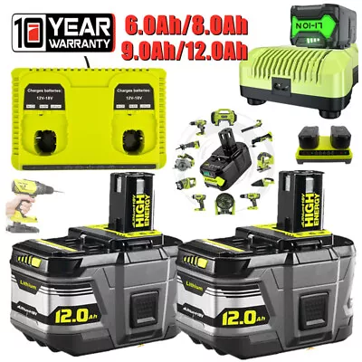 1~4x 12Ah Battery / Charger For RYOBI P108 18 Volt One+ Plus 9/6Ah High Capacity • $298.99