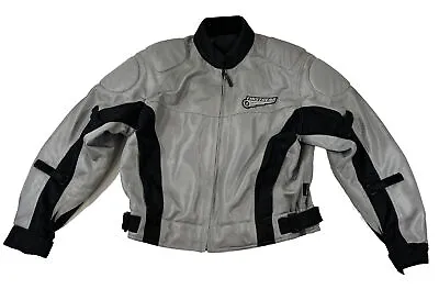 First Gear Motorcycle Jacket Womens L Silver Padded Mesh-tex II Riding Coat • $43.48