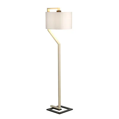 Floor Lamp Light Ivory Shade Cream And Dark Grey Painted Metal Base LED E27 60W • £419.99