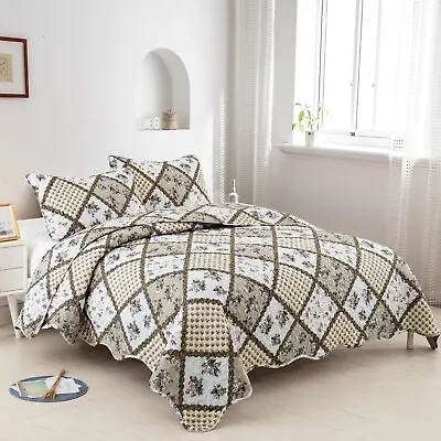 £29.99 • Buy 3 Pcs Luxury Quilted Bedspread Bed Throw Set Bedding Set Single Double King Size