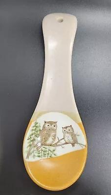 Vintage 1970s Otagiri Stoneware Ceramic Owl Family Orange Spoon Rest Kitchen 9  • $9.95