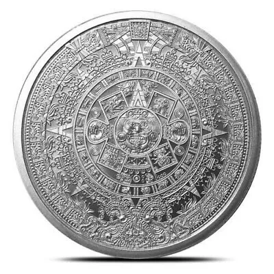 Pure Silver .999 Bullion - Mexico Aztec Calendar Mayan-  1 Oz Round Coin • $45.80