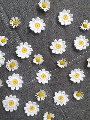 Handmade Crochet Daisy Flowers Applique Crafting Scrapbooking Set Of 12 • £4.50