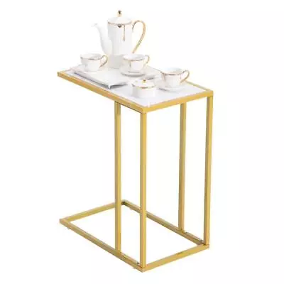 New Style Modern Marble Simple MDF Metal C-Side Table Home Furniture White • $39.99