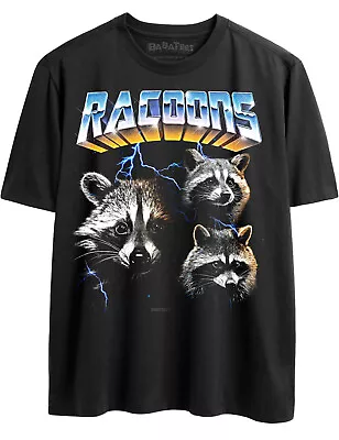 Epic Racoons Retro 80s Glam Heavy Metal Tshirt For Men & Women Dog Owner • $21.99