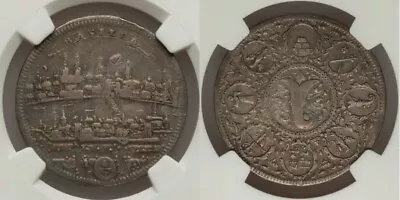 Rare Silver Coin Ca. 1650 Switzerland Half Thaler Basel City View KM-123 NGC VF • $477