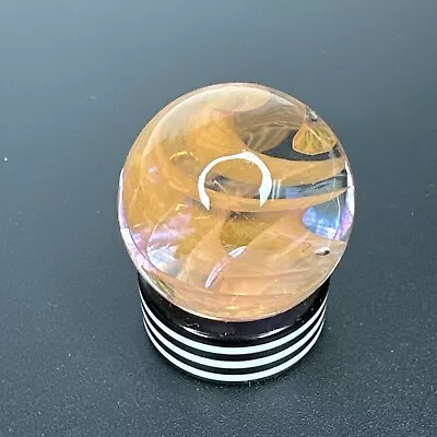 Contemporary Art Glass Marble 1.04  Gold Fumed Twisty Cane Handmade Boro MIB • $34.99