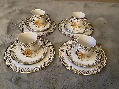 Vintage Myott Ironstone 12 Piece Tea Coffee Set Yellow Rose Gold Rare • £14