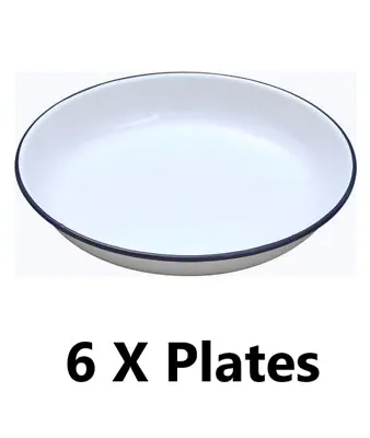 6 X Falcon Traditional Genuine Enamel 20cm Rice / Pasta Deep Plate White Enamel  • £22.95