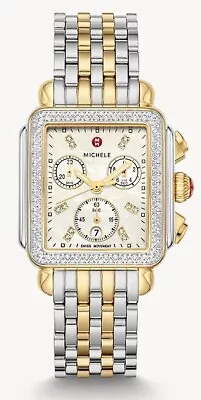 Michele Deco Diamond Two Tone Mother Of Pearl Dial Ladies Watch MWW06A000776 • $1850