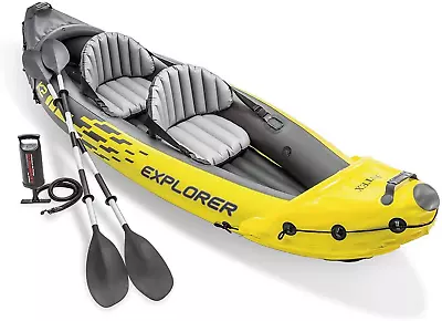 Intex Explorer K2 Kayak 2-Person Inflatable Kayak Set With Aluminum Oars • $200.56