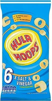 Hula Hoops Salt & Vinegar Crisps Chips Sharing Multipack 24g X 6 Salted Snacks • £7.69