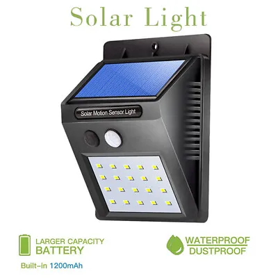 £7.49 • Buy Solar Powered PIR Motion Sensor Light Outdoor Garden Security Wall Lights 20 LED
