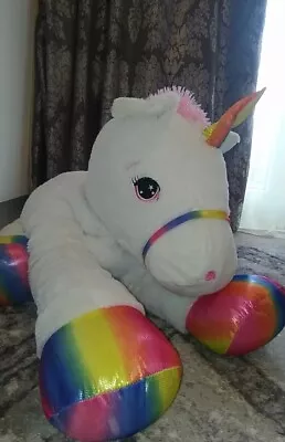 £26 • Buy 42  Giant Unicorn Teddy Large Huge Stuffed Plush Soft Toy Lying White Pony