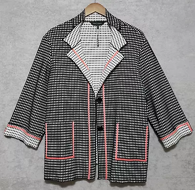 Ming Wang 1X Jacket Plus Womens Check Black White Long Sleeve Pockets Career • $38.20