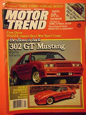 MOTOR TREND MAGAZINE September 1981 GT MUSTANG 302 • $7.50