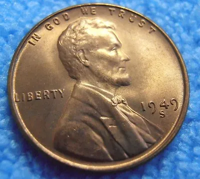 $4.99 • Buy 1949 S Lincoln Cent - BU, Uncirculated Wheat Penny