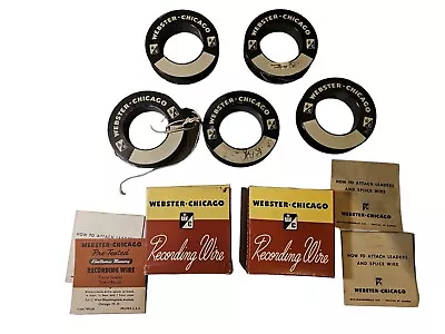 Vintage Webster Chicago Used Recording Wire Reels Lot Of 5 + 2 Boxes And Manuals • $49.99