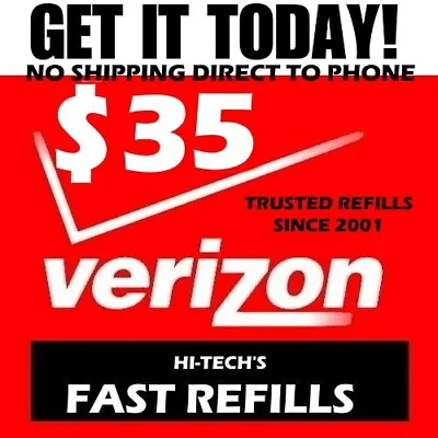 $35 Verizon Prepaid Refill 💥 Direct To Phone 💥online Refill ✅ Get It Today! • $38.75