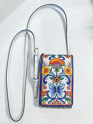 BRIGHTON La Farfalla Phone Organizer Crossbody White MulticoFloral Buttrfly • $89.99